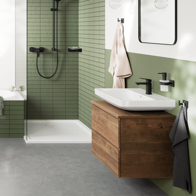 GROHE Dice wastafelkraan - m-size - opbouw - voorsprong 11.6cm - met trekwaste - mat zwart