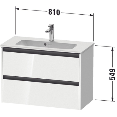 Duravit ketho 2 meuble sous lavabo avec 2 tiroirs 81x39x54,9cm avec poignées anthracite blanc brillant