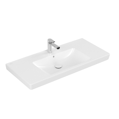 Villeroy & Boch Subway 2.0 meubelwastafel - geslepen - 100x47cm - met kraangat - met overloop CeramicPlus - White Alpine (glans wit)