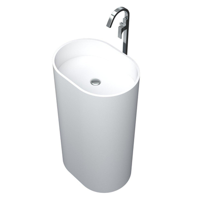 Arcqua Crosstone Lavabo sur pied 53x38x90cm solid surface ovale mat blanc
