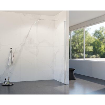 Fortifura Galeria Douche à l'italienne - 50x200cm - verre clair - Chrome