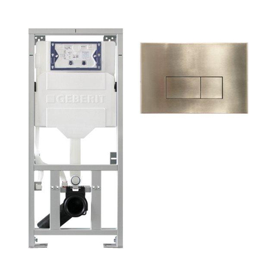 Geberit Bâti-support encastrable - UP320 - plaque de commande QeramiQ metal - DualFlush - boutons rectangulaires - Laiton brossé