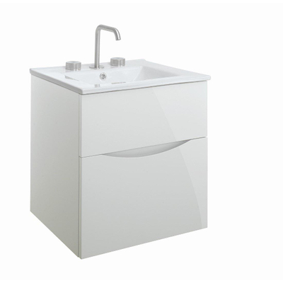 Crosswater Glide II Wastafelonderkast - 50x45x52cm - 2 lades - greeploos - glans wit (grijs)