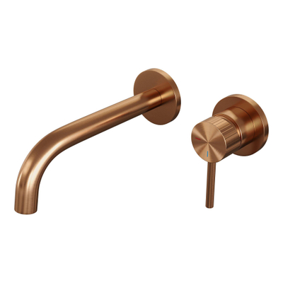 Brauer Stripe wastafelkraan - model A1 - inbouw - laag - voorsprong 20.9cm - PVD - koper