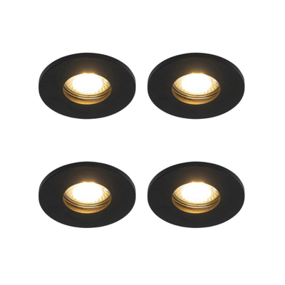 QAZQA Shed Spot encastrable - set de 4 - 8,5x8,5cm - IP54 - rond - noir mat