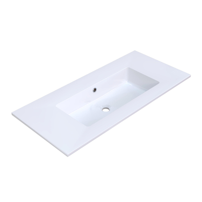 Arcqua Mira Lavabo encastré - 101x46x1.5cm - simple vasque - sans trou de robinet - marbre de synthèse - blanc brillant