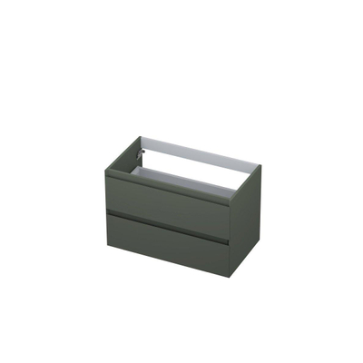 INK Wastafelonderkast - 80x45x52cm - 2 lades - greeploos - 45 graden afwerking rondom - MDF lak Mat beton groen