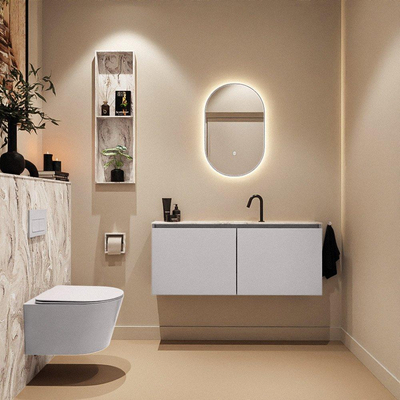 MONDIAZ TURE-DLUX Meuble toilette - 120cm - Cale - EDEN - vasque Glace - position centrale - 1 trou de robinet