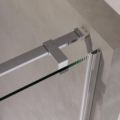 BRAUER Stellar Porte de niche - 2 pièces - 160x200cm - porte battante - revêtement de verre - réversible - verre clair - Chrome