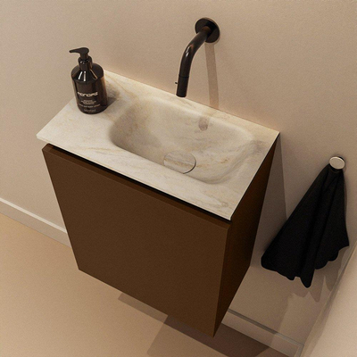 MONDIAZ TURE-DLUX Meuble toilette - 40cm - Rust - EDEN - vasque Ostra - position droite - sans trou de robinet