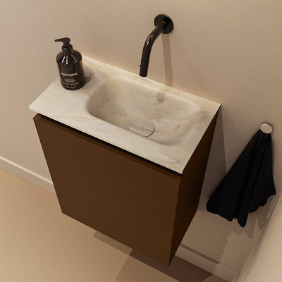 MONDIAZ TURE-DLUX Meuble WC 40 cm Rust. EDEN vasque Ostra position droite. Sans trou de robinet.