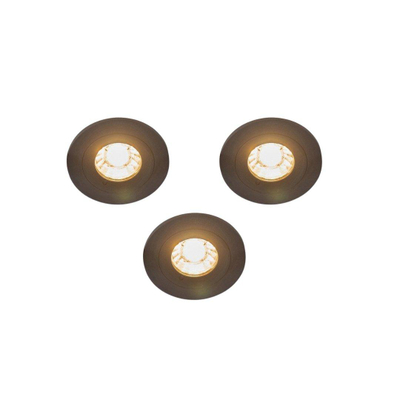 QAZQA Xena spot encastré - set de 3 - 8x8cm - IP44 - rond - noir mat