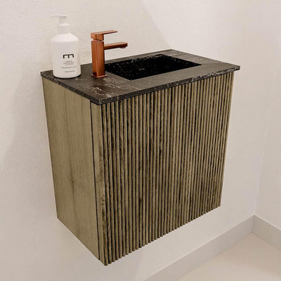 Mondiaz JOYA-DLUX 40cm toiletmeubel - kleur Dusk - Wastafel FAYE positie Rechts 1 kraangat kleur Lava.