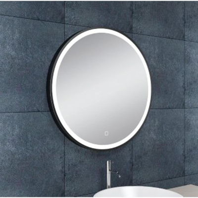 Wiesbaden Maro spiegel rond met LED, dimbaar en spiegelverwarming 60 cm mat zwart OUTLETSTORE