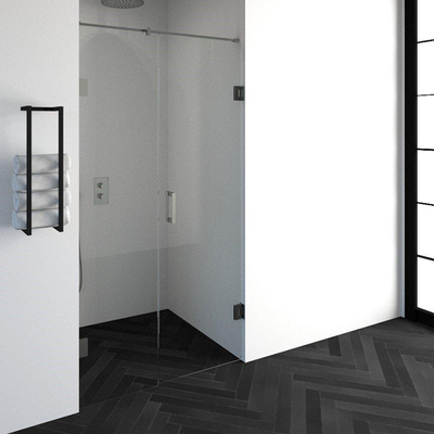 BRAUER Create Porte pivotante 110x200cm en 2 parties sans profilé avec verre de sécurité anticalcaire 8mm Inox brossé