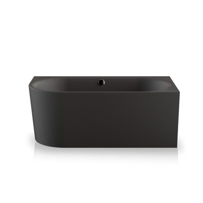 Plieger Kansas Baignoire d'angle - 155x80x60cm - angle droit - avec arrivée d'eau - avec garniture de vidage et de trop-plein - avec pieds - acrylique - noir mat