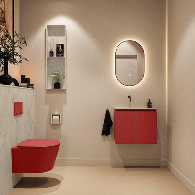 MONDIAZ TURE-DLUX 60cm toiletmeubel Fire. EDEN wastafel Opalo positie links. Zonder kraangat.