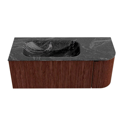 Mondiaz KURVE-DLUX Badkamermeubelset - 115x46x40cm - 1 lade - 1 deur - wastafel solid surface - links - 1 kraangat - Ruby