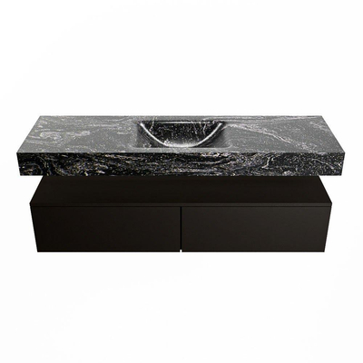 Mondiaz ALAN-DLUX Ensemble de meuble - 150cm - meuble Urban mat - 2 tiroirs - Lavabo Cloud Lava suspendu - vasque Centre - 0 trous de robinet