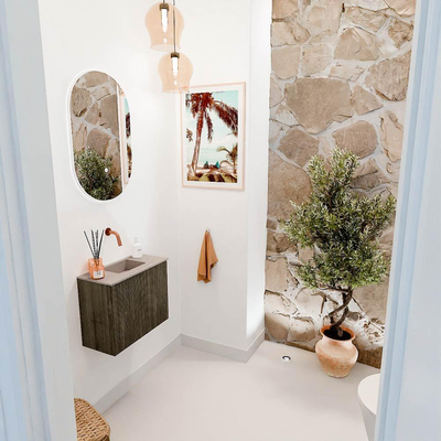 Mondiaz JOYA-DLUX 50cm toiletmeubel - kleur Shadow - Wastafel FAYE positie Midden Zonder kraangat kleur Saba.