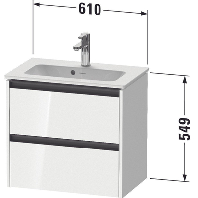 Duravit ketho 2 meuble sous lavabo avec 2 tiroirs 61x39x54,9cm avec poignées anthracite graphite super mat