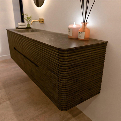 Mondiaz CIRO-DLUX Badkamermeubelset - 170x45x50cm - Solid surface wastafel Lava - 1 wasbak Links - zonder kraangaten - 4 lades - Shadow