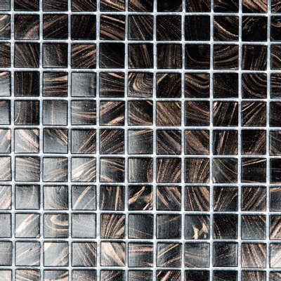 The Mosaic Factory Amsterdam mozaïektegel - 32.2x32.2cm - wand en vloertegel - Vierkant - Glas Black glans