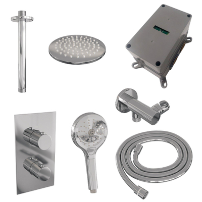 BRAUER Chrome Edition inbouw regendoucheset – Ø20 cm hoofddouche – 30 cm plafondbuis – 2 functies – vaste douchehouder