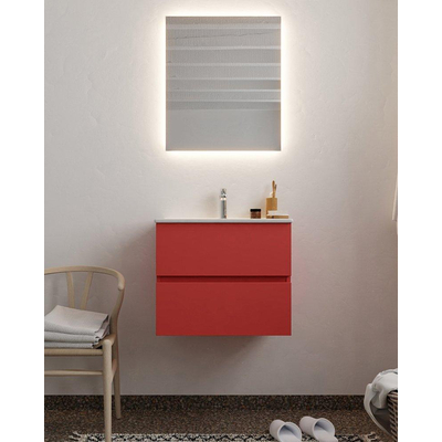 Mondiaz VICA Ensemble de meuble de salle de bain - 60cm - meuble sous-vasque fire - 2 tiroirs - lavabo denia milieu - 1 trou de robinet - version XL 60cm haut