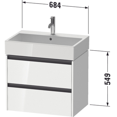 Duravit ketho 2 meuble sous lavabo avec 2 tiroirs 68.4x46x54.9cm avec poignées blanc anthracite super mat
