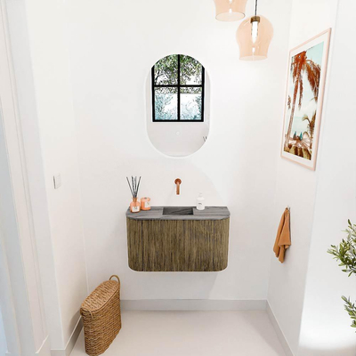 Mondiaz JOYA-DLUX 73.2cm toiletmeubel - ronding links en rechts kleur Dusk - Wastafel FAYE positie Midden Zonder kraangat kleur Sombra.