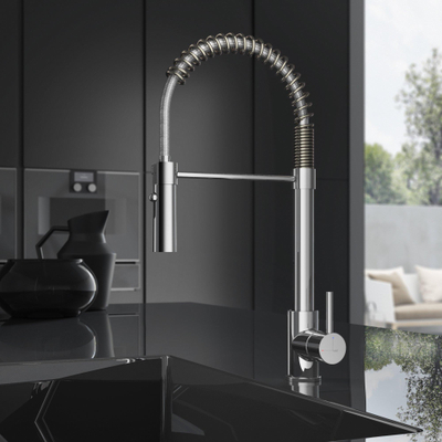 Hotbath Fellow mitigeur de cuisine avec bec orientable et douchette extractible flexible chrome