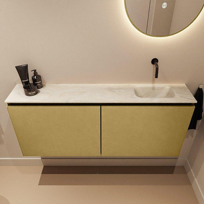 MONDIAZ TURE-DLUX Meuble WC 120 cm Oro. EDEN lavabo Ostra position à droite. Sans trou de robinet.