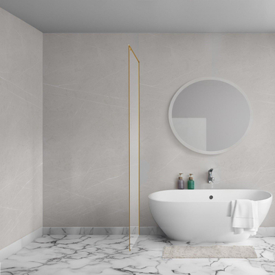 Aqua Vista Oria Cuadra paroi latérale - 70x200cm - avec kit de montage - pour cabine de douche - Or brossé