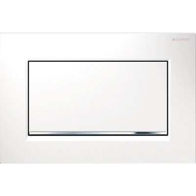 Geberit Sigma10 bedieningsplaat - 2-toets spoeling - rechthoekige knoppen - wit/chroom geborsteld/wit - verchroomd wit
