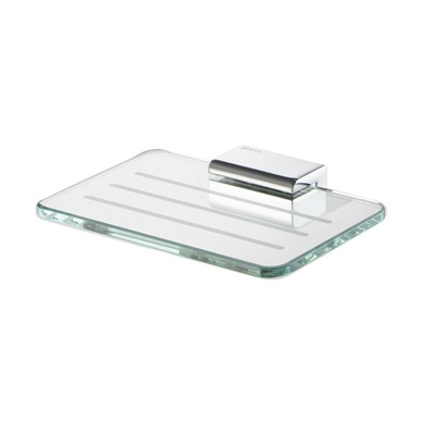 Geesa Aim Porte-savon avec insert amovible en verre rectangulaire 14x10cm chrome