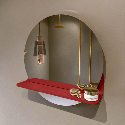 Mondiaz SPOT spiegel – Ø50 cm – met planchet – Fire (rood)