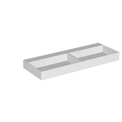 Ink United lavabo - 120x45x11cm - 2 vasques - sans trou de robinet - blanc mat