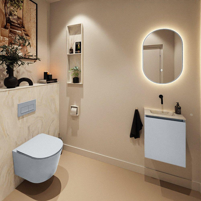 MONDIAZ TURE-DLUX Meuble toilette - 40cm - Clay - EDEN - vasque Ostra - position centrale - sans trou de robinet