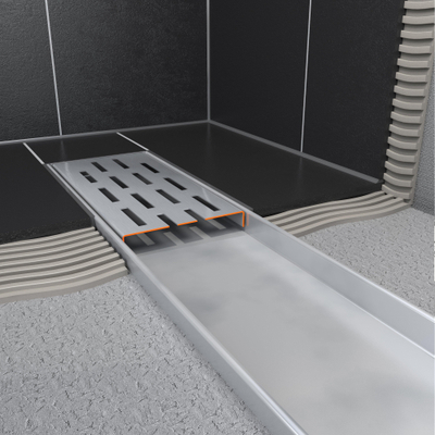 Easy Drain Multi caniveau de douche plaque simple avec sortie latérale 9,8x130cm 50mm INOX