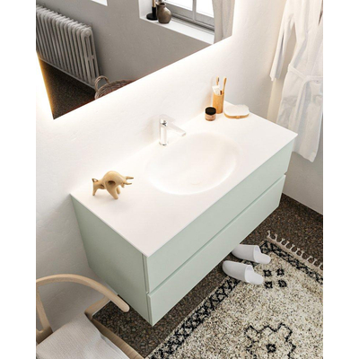 Mondiaz VICA ensemble de meuble de salle de bain - 100cm - meuble sous-vasque gris - 2 tiroirs - lavabo lune milieu - 1 trou de robinet - version XL 60cm haut