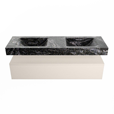 Mondiaz ALAN-DLUX Ensemble de meuble - 150cm - meuble Linen mat - 1 tiroir - Lavabo Cloud Lava suspendu - vasque Gauche et droite - 0 trous de robinet