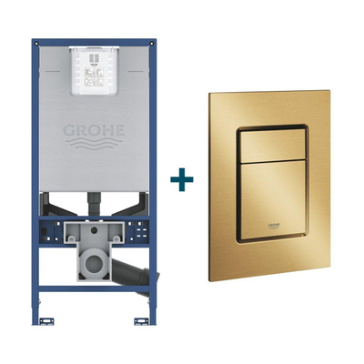 GROHE Rapid SLX réservoir encastré avec cadre incluant la plaque de déclenchement GROHE Skate cosmopolitan brossé Cool Sunrise