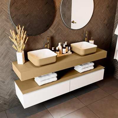 Mondiaz TOP 41 Plan vasque suspendu - 160x41x12cm - adapté pour vasque à poser - Solid surface - Oro