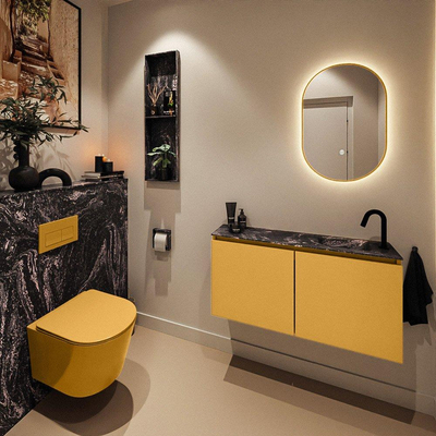 MONDIAZ TURE-DLUX meuble WC 100 cm Ocher. Lavabo EDEN Lava position droite. Avec 1 trou de robinet.