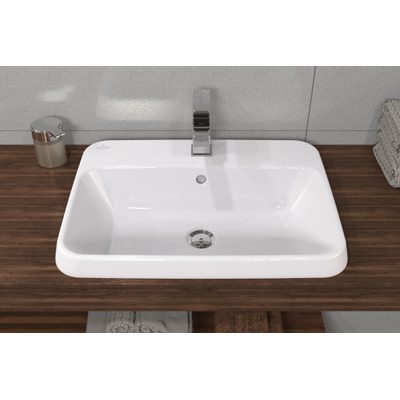 Villeroy & boch architectura lavabo encastré 60x45x17cm rectangle 1 trou pour robinet avec trou de trop-plein céramique blanche alpin brillante