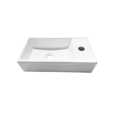 FugaFlow Efficiente Pietra Ensemble lave-mains - 40x22x10cm - céramique - trou de robinet à droite - robinet de lave-mains chromé - bonde - siphon bas - blanc brillant