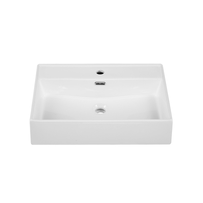 Saniclass Levina Meubelwastafel - 80.5x47x12cm - overloop - 1 wasbak - 1 kraangat - keramiek - wit glans