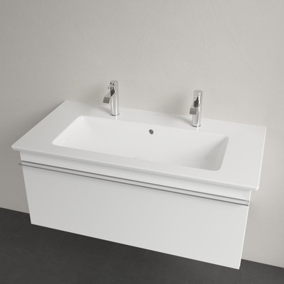 Villeroy & Boch Venticello Lavabo pour meuble avec lavabo au centre 100x50cm avec 2x1 trou pour robinetterie avec trop plein blanc