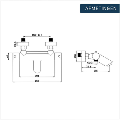 FugaFlow Thermostatische Bad-Douchekraan chroom